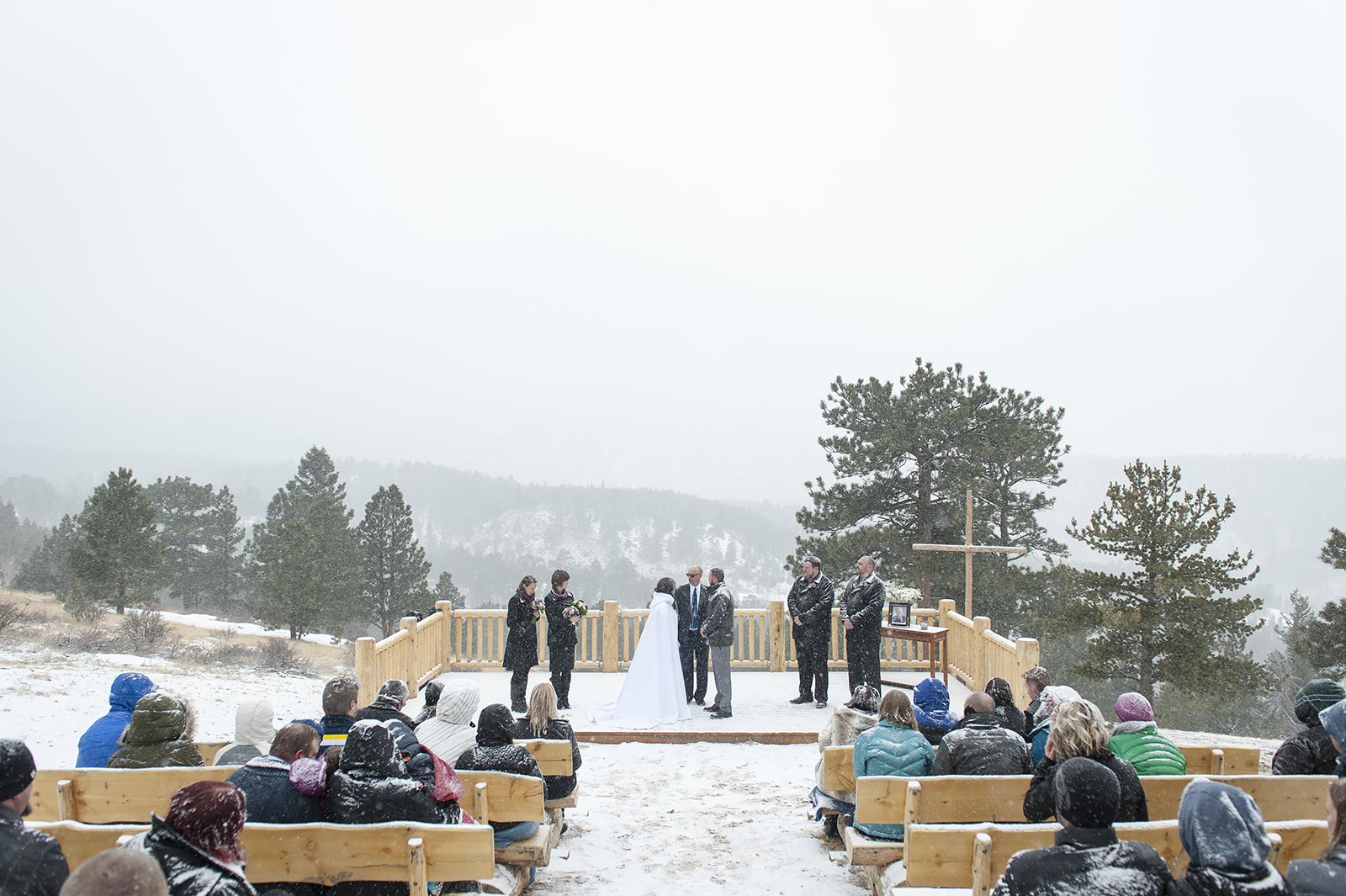 snowy wedding in the mountains
